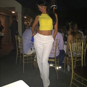Alice and Olivia yellow crop top